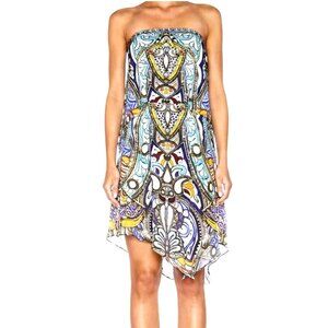 Camilla Mosaic Strapless Silk Dress Convertible Maxi Skirt Sz 12 Take Me Home